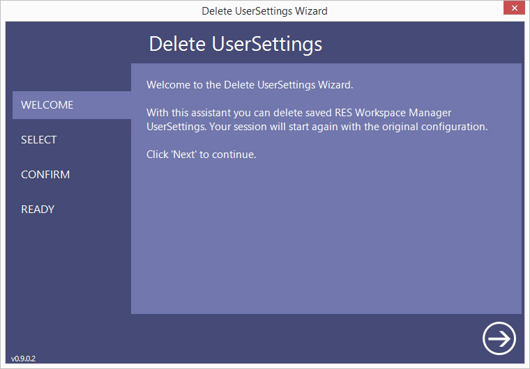 Delete UserSettings wizard